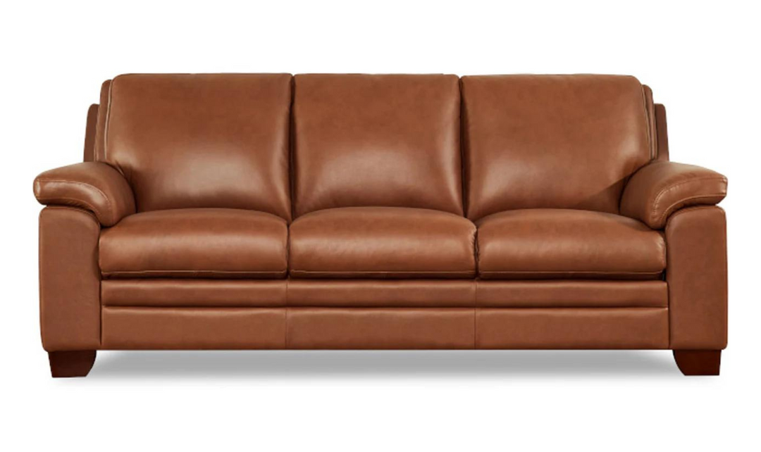 Magnum 3-Seater Leather Sofa With Wooden Legs-Leahyco