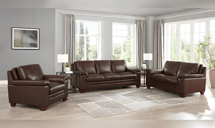 Magnum 3-Seater Leather Sofa With Wooden Legs-Leahyco