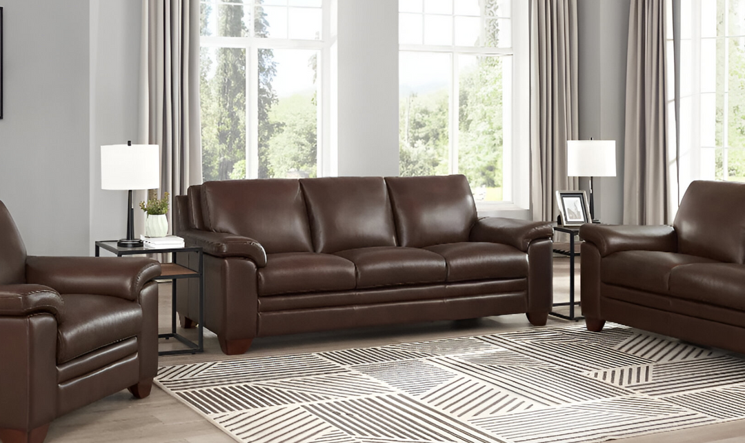 Magnum 3-Seater Leather Sofa With Wooden Legs-Leahyco