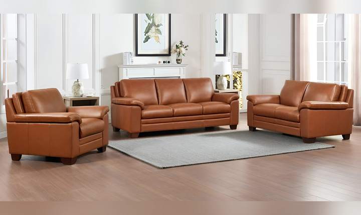 Magnum Leather Living Room Set With Wooden Legs