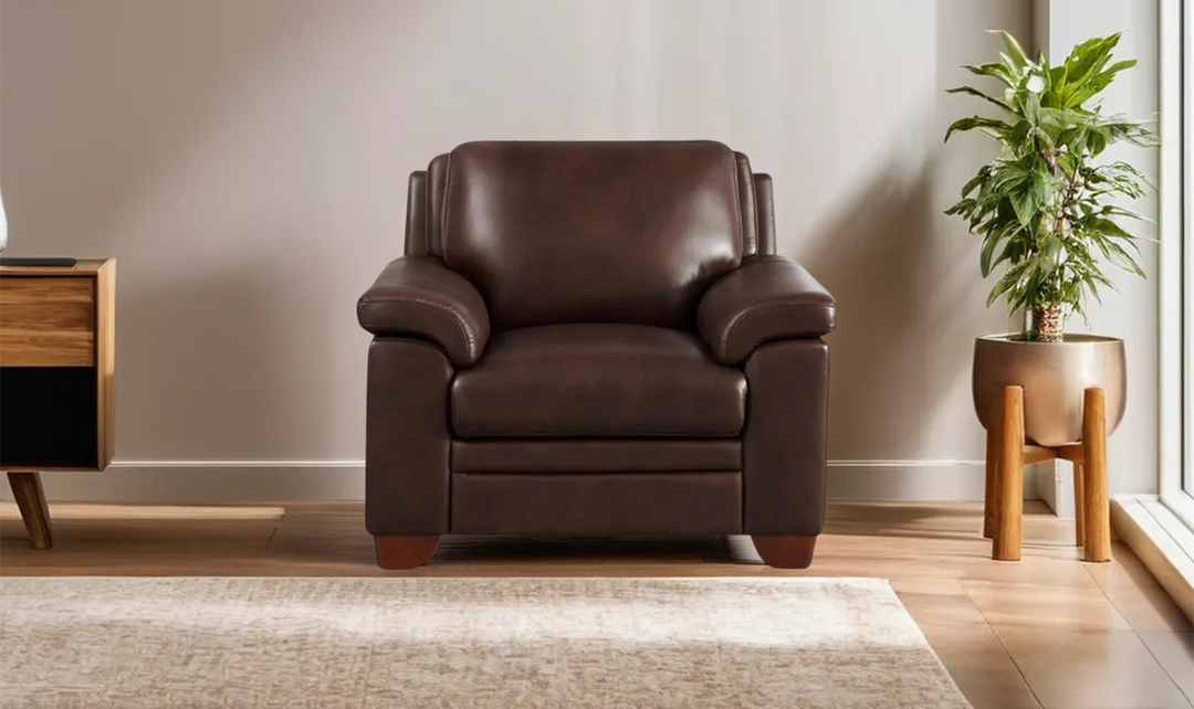 Magnum Leather Chair With Wooden Legs-Leahyco