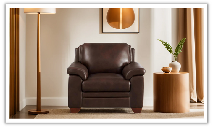 Magnum Leather Chair With Wooden Legs-Leahyco