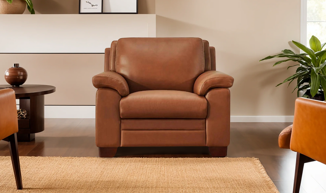 Magnum Leather Chair With Wooden Legs-Leahyco