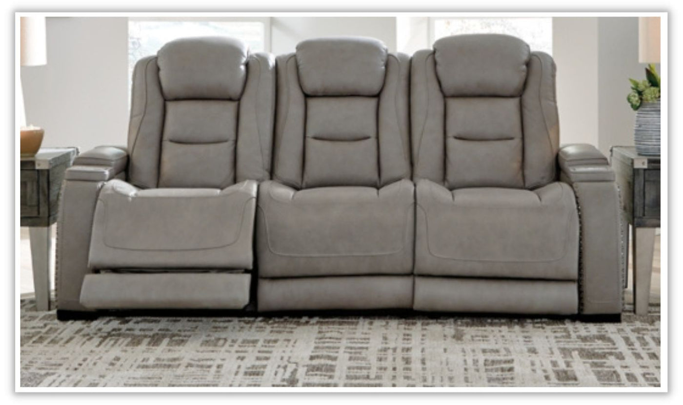 Man-Den Power-Reclining Sofa with Adjustable Headrest