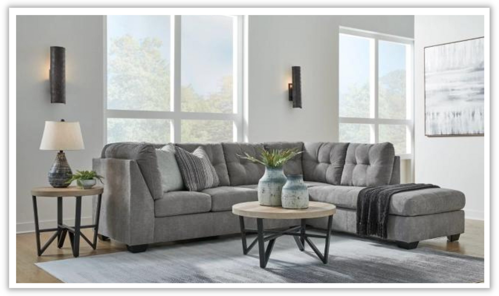 Marleton 2-Piece Tufted Fabric Sectional with Chaise