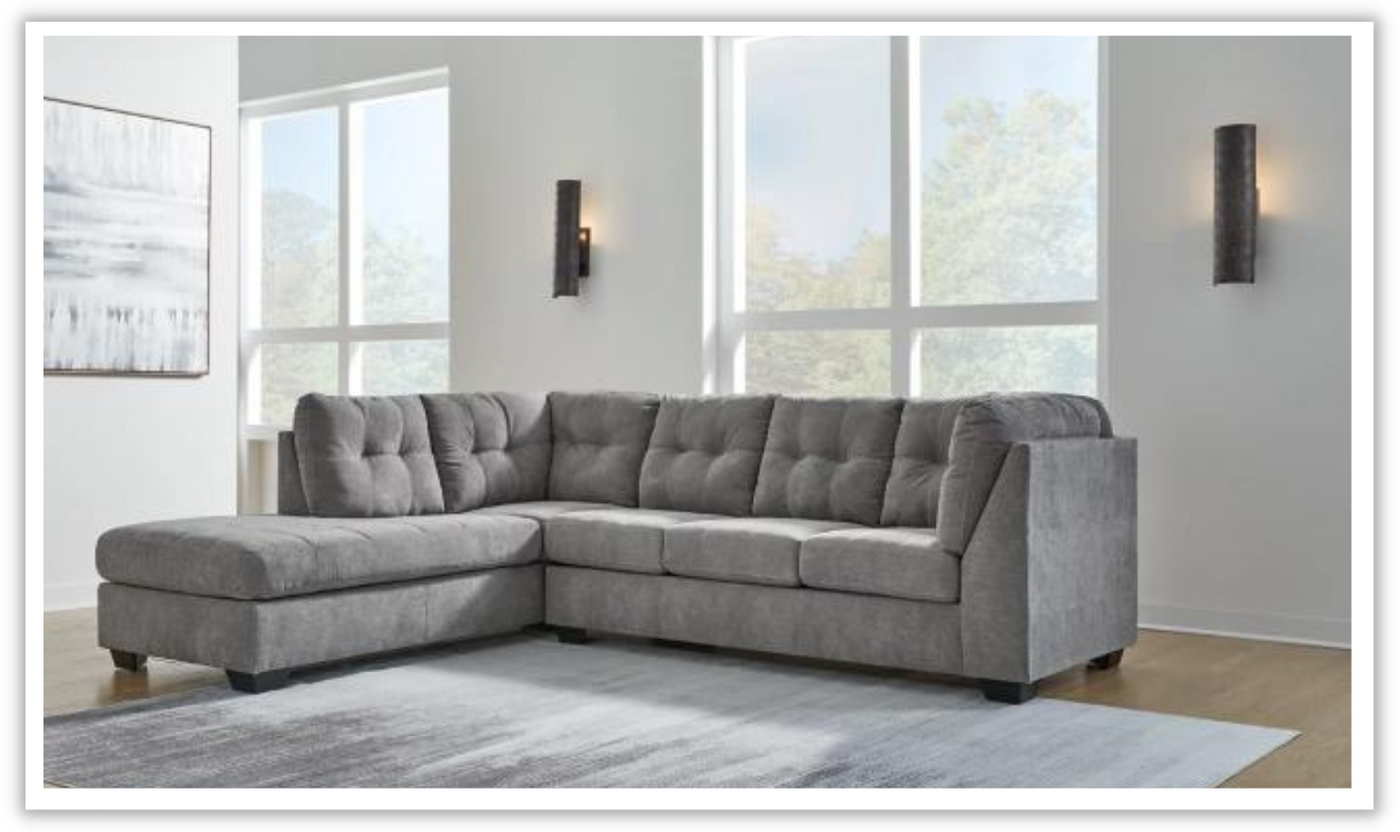 Marleton 2-Piece Tufted Fabric Sectional with Chaise