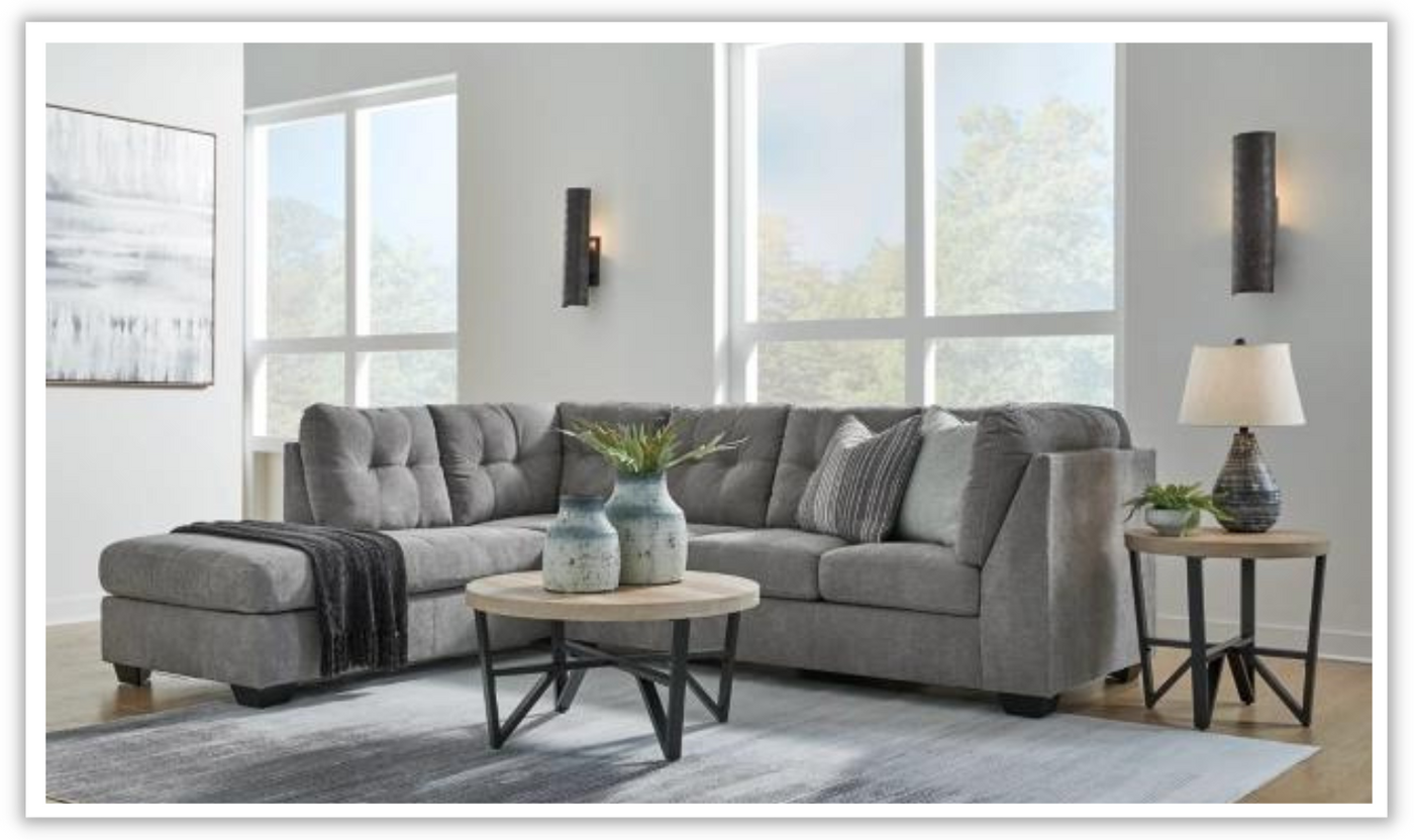 Marleton 2-Piece Tufted Fabric Sectional with Chaise