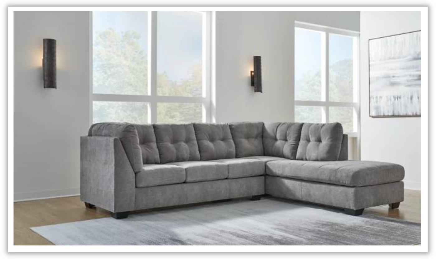 Marleton 2-Piece Tufted Fabric Sectional with Chaise