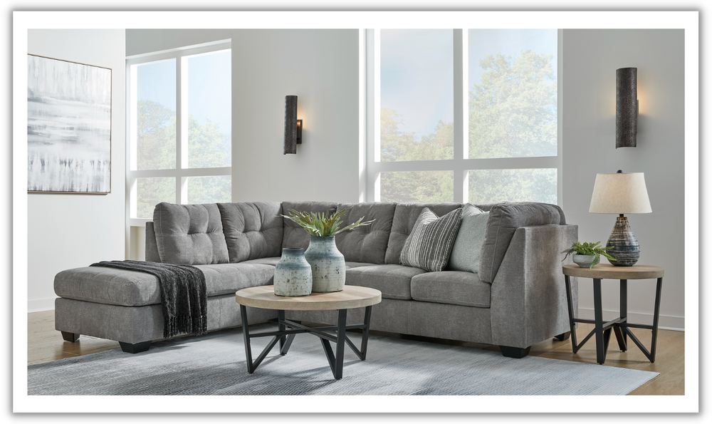 Marleton 2-Piece Tufted Fabric Sectional with Chaise-Leahyco