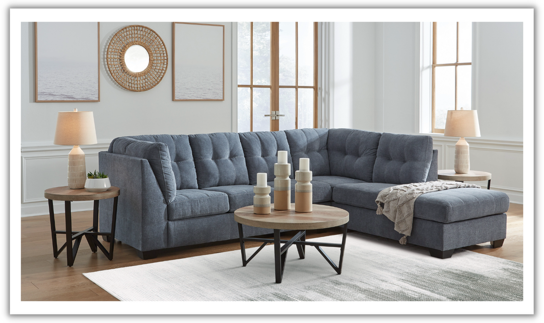 Marleton 2-Piece Tufted Fabric Sectional with Chaise-Leahyco