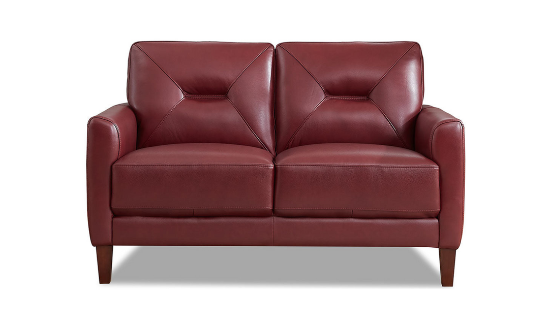 Mavis 2-Seater Leather Loveseat With Track Arms-Leahyco