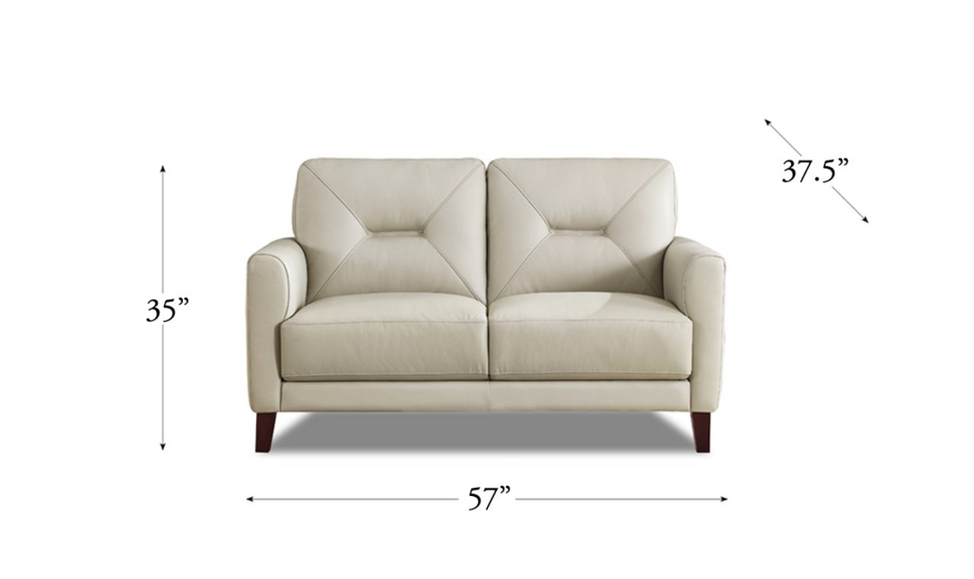 Mavis 2-Seater Leather Loveseat With Track Arms-Leahyco