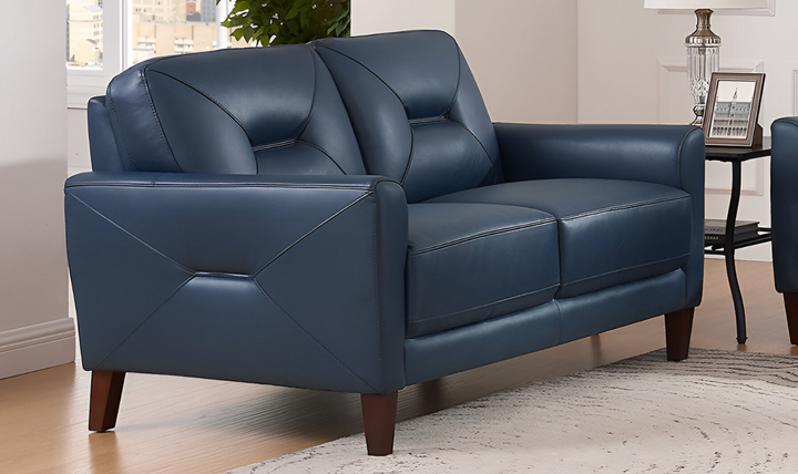 Mavis 2-Seater Leather Loveseat With Track Arms-Leahyco