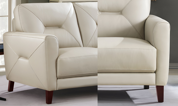 Mavis 2-Seater Leather Loveseat With Track Arms-Leahyco