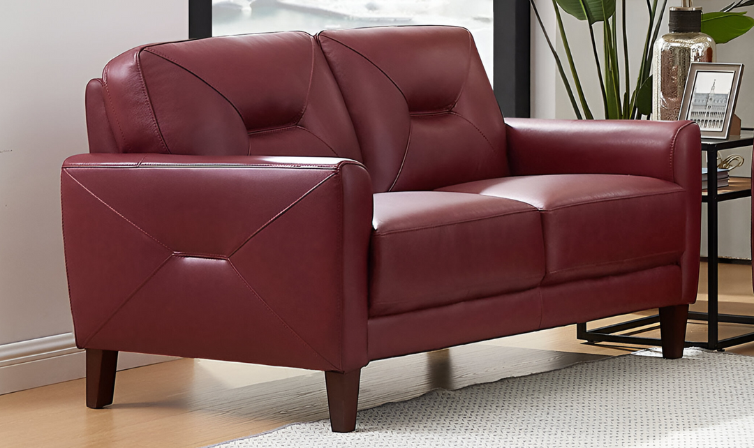 Mavis 2-Seater Leather Loveseat With Track Arms-Leahyco