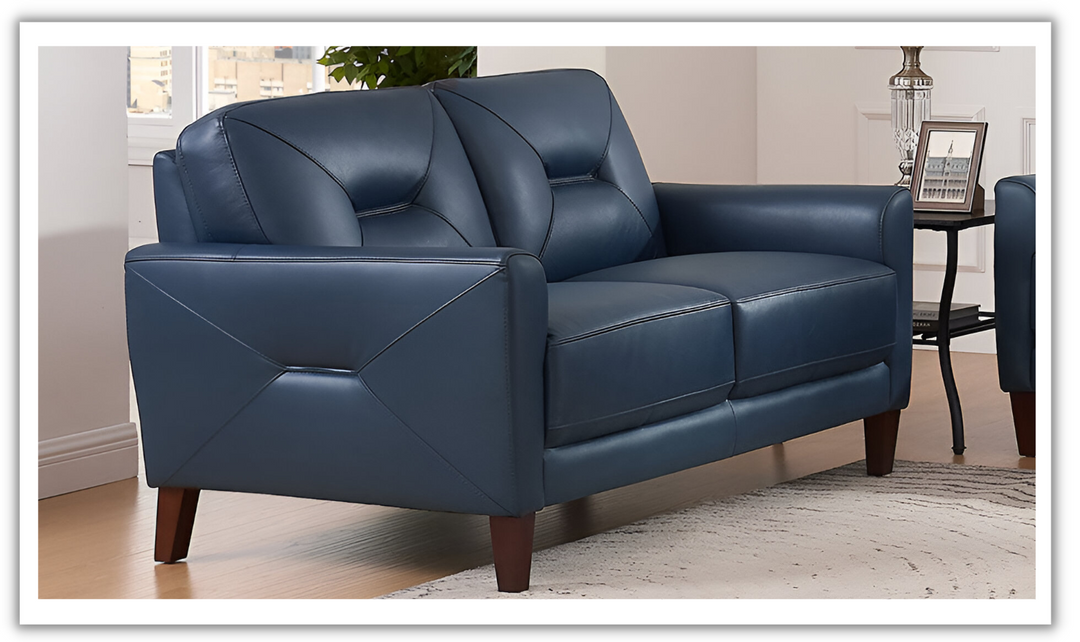 Mavis 2-Seater Leather Loveseat With Track Arms-Leahyco