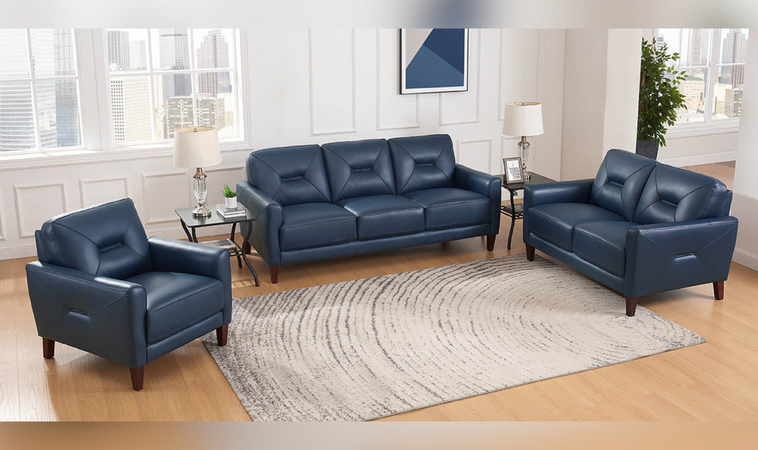 Mavis 2-Seater Leather Loveseat With Track Arms-Leahyco