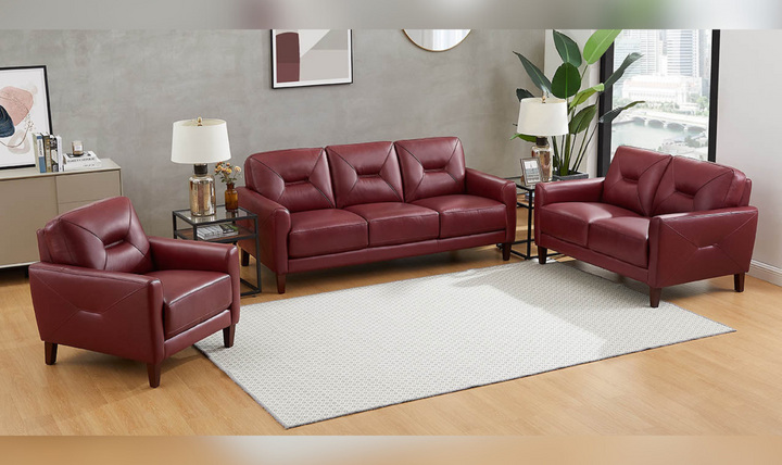 Mavis 2-Seater Leather Loveseat With Track Arms-Leahyco