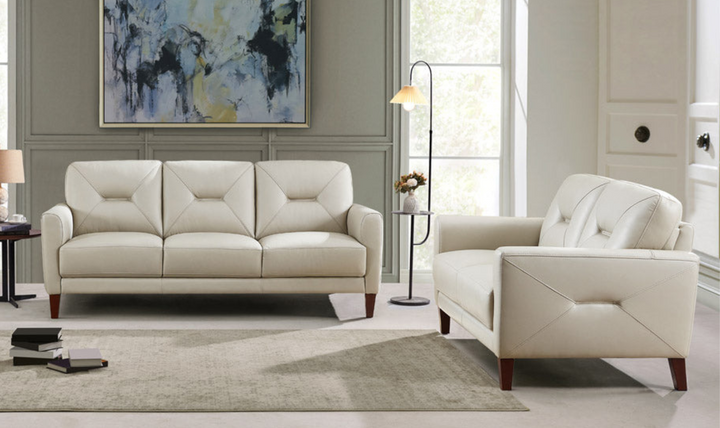 Mavis 2-Seater Leather Loveseat With Track Arms-Leahyco