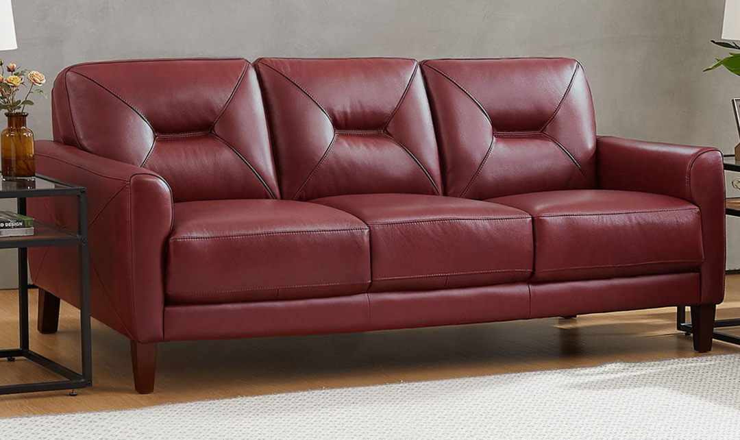 Mavis 3-Seater Leather Sofa With Track Arms