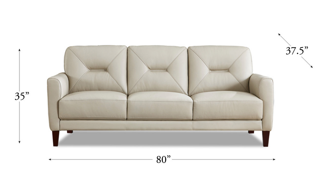 Mavis 3-Seater Leather Sofa With Track Arms