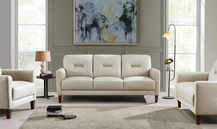 Mavis 3-Seater Leather Sofa With Track Arms