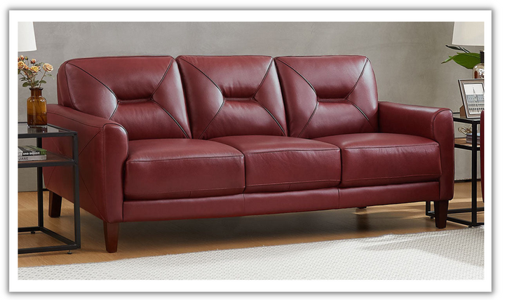 Mavis 3-Seater Leather Sofa With Track Arms