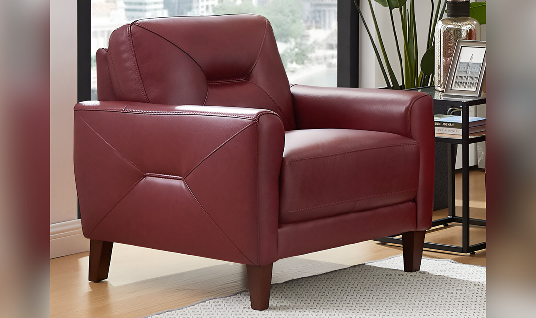 Mavis Leather Chair With Track Arms-Leahyco