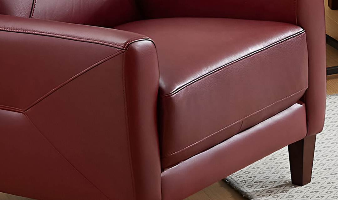 Mavis Leather Chair With Track Arms-Leahyco