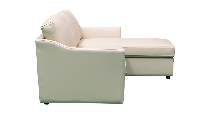 Merax L-Shape Full Sleeper Sectional Sofa with Storage Reversible Chaise in Ivory