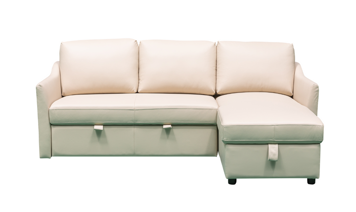 Merax L-Shape Full Sleeper Sectional Sofa with Storage Reversible Chaise in Ivory