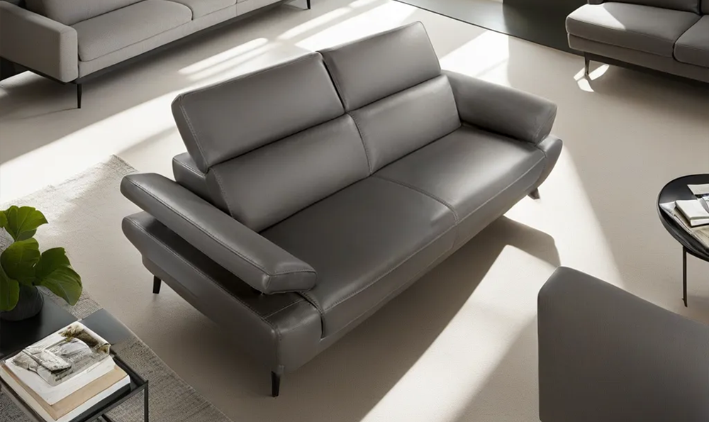 Mercer Leather Loveseat With Motion Headrest