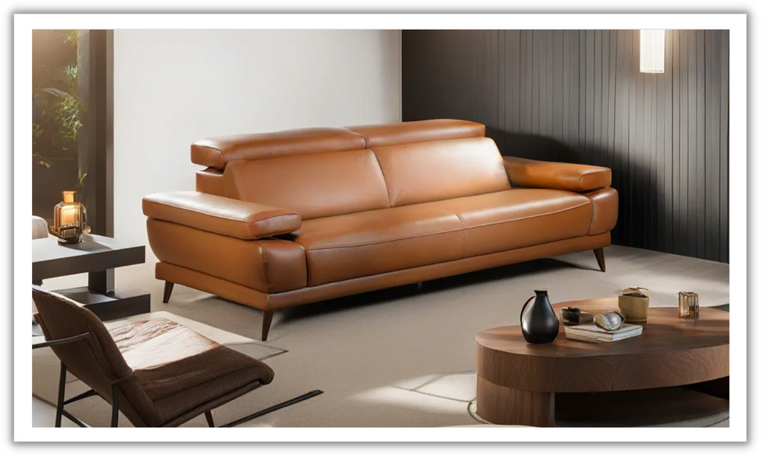 Mercer Leather Loveseat With Motion Headrest