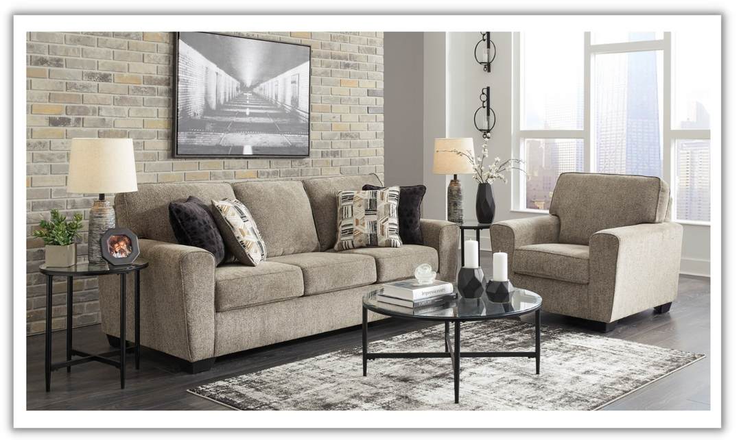 Modern Heritage Mccluer Stationary Fabric Living Room Set in Beige- jennifer furniture