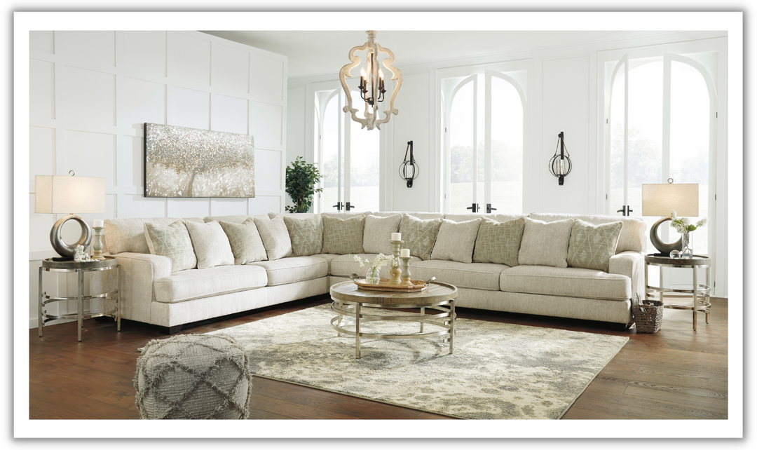 Modern Heritage Rawcliffe L-Shaped Parchment Fabric Sectional Sofa-Leahyco