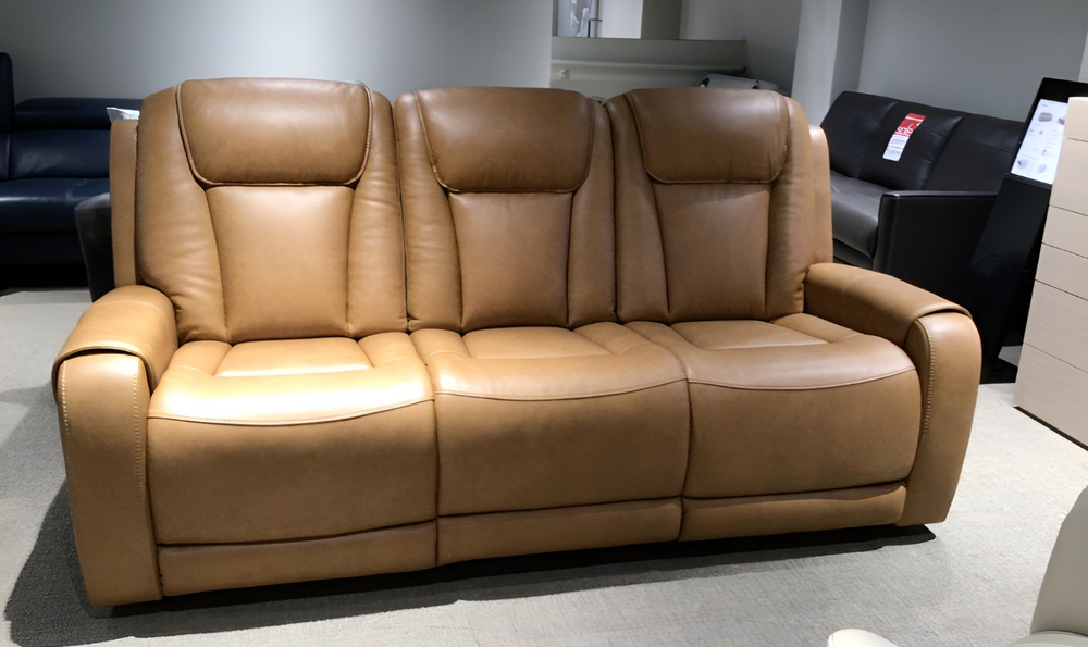 Modern Heritage card player leather reclining sofa - Leahyco