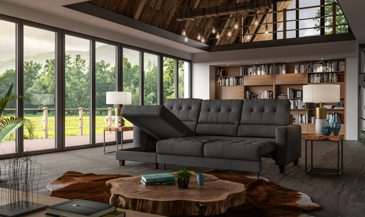 Luonto Noah L-Shaped Sectional Sofa Sleeper with Flip Function