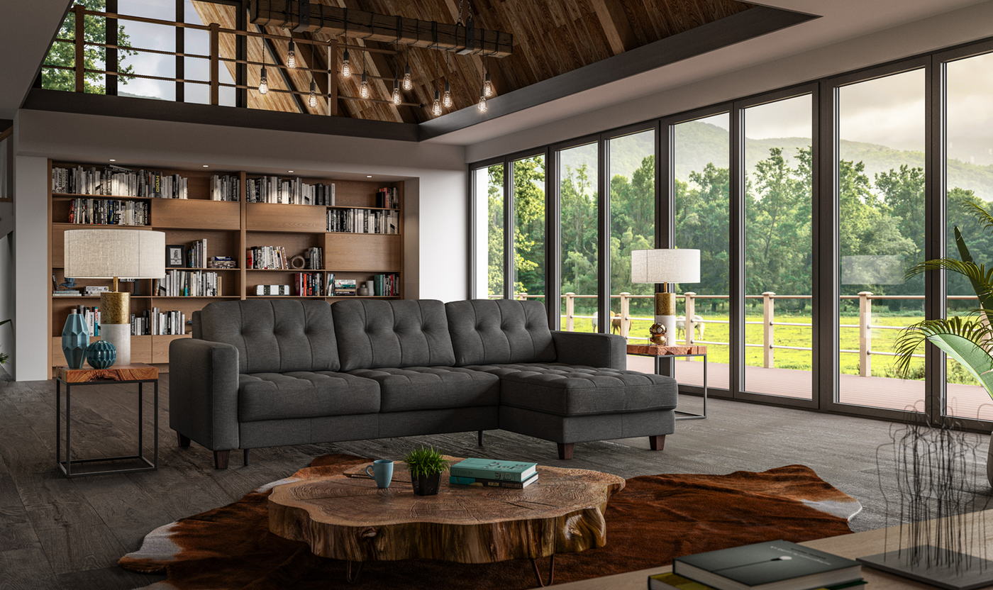 Luonto Noah L-Shaped Sectional Sofa Sleeper with Flip Function