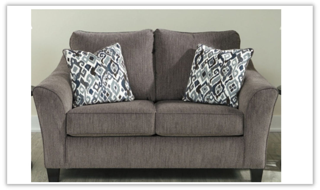 Modern Heritage Nemoli 2-Seater Gray Loveseat w/ Flare Tapered Arm