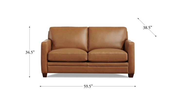 Naples 2-Seater Leather Loveseat With Track Arms-Leahyco