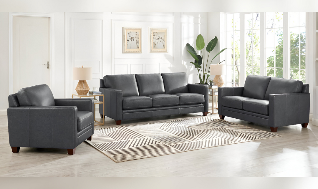 Naples 2-Seater Leather Loveseat With Track Arms-Leahyco