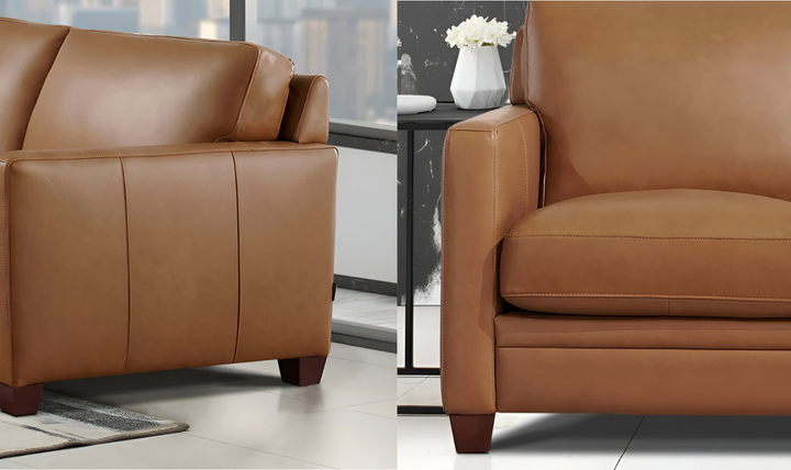 Naples 2-Seater Leather Loveseat With Track Arms-Leahyco