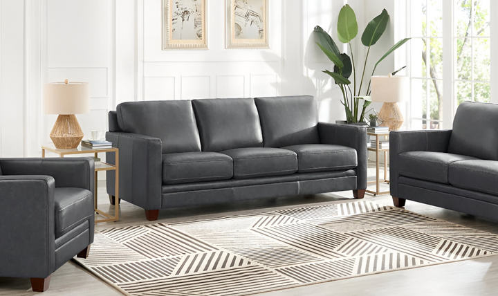 Naples 3-Seater Leather Sofa With Track Arms-Leahyco