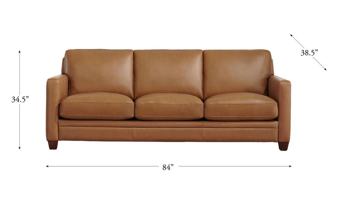 Naples 3-Seater Leather Sofa With Track Arms-Leahyco