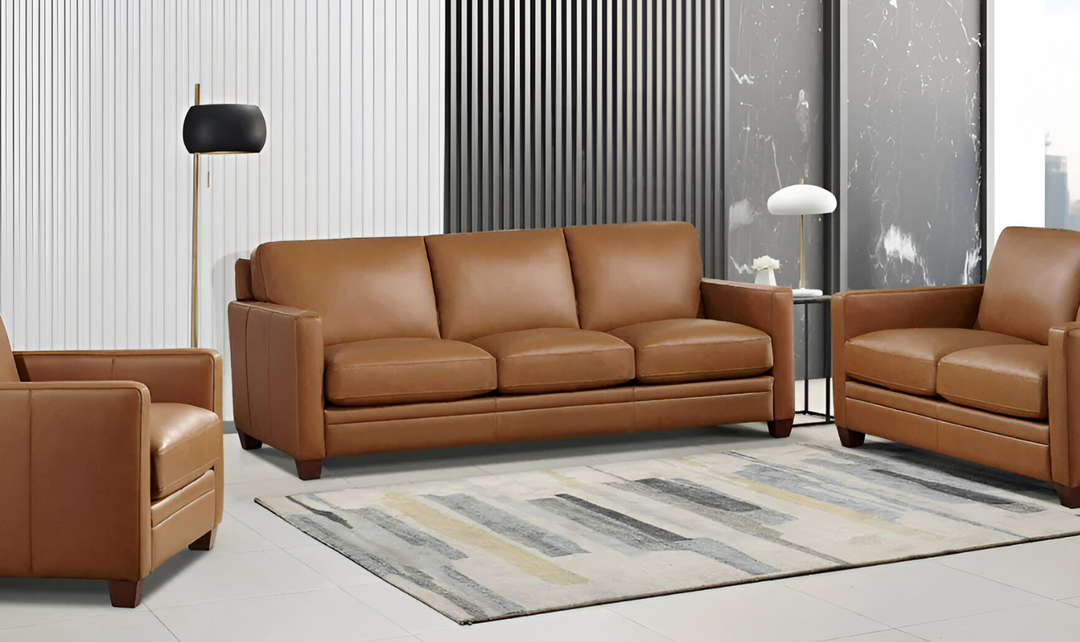 Naples 3-Seater Leather Sofa With Track Arms-Leahyco