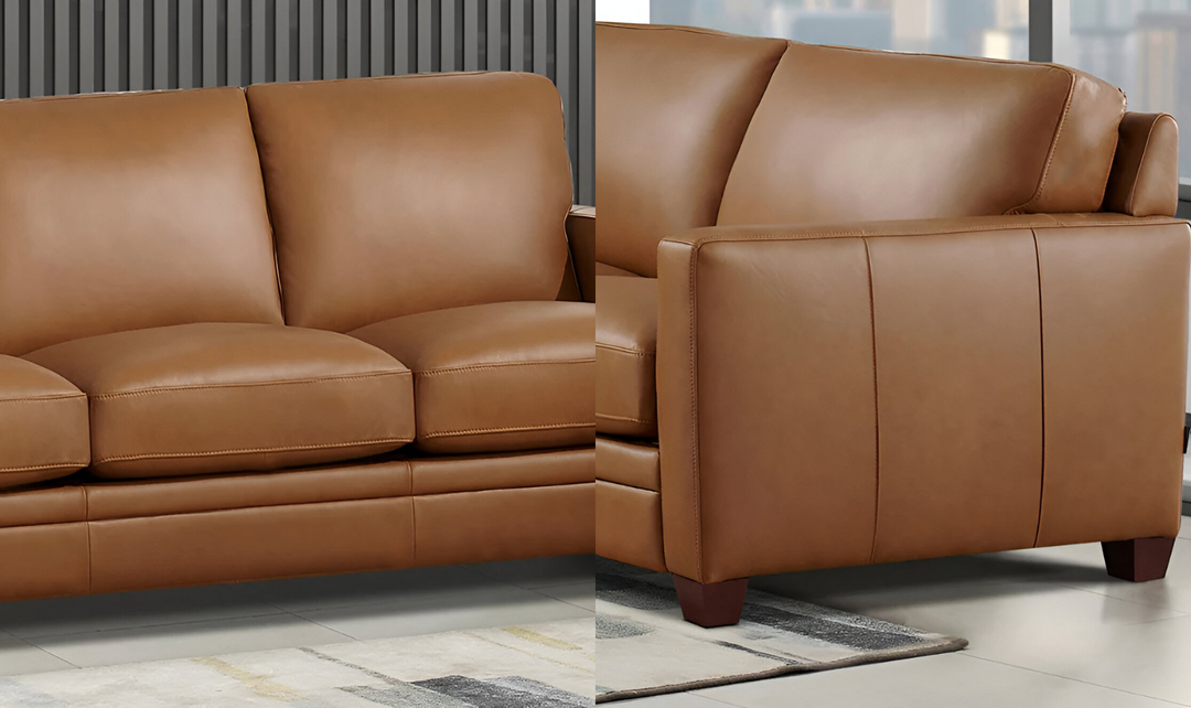 Naples 3-Seater Leather Sofa With Track Arms-Leahyco