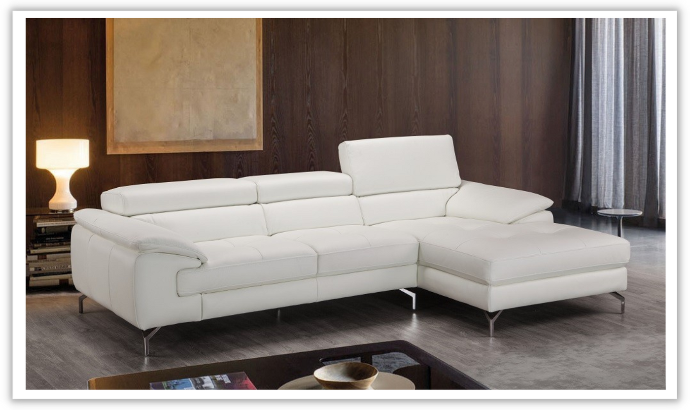 Navone Italian Leather Sectional Sofa with Tight Back at Leahyco