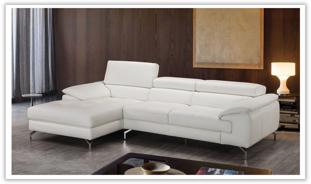 Navone Italian Leather Sectional Sofa with Tight Back at Leahyco