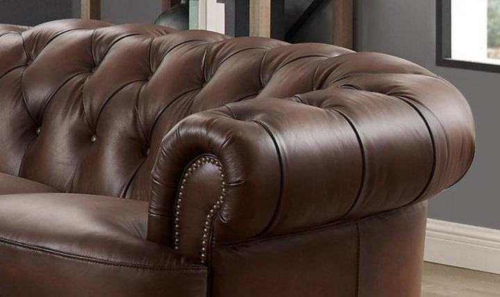 Newport Leather 2-Seater Loveseat With Wooden Legs-Leahyco