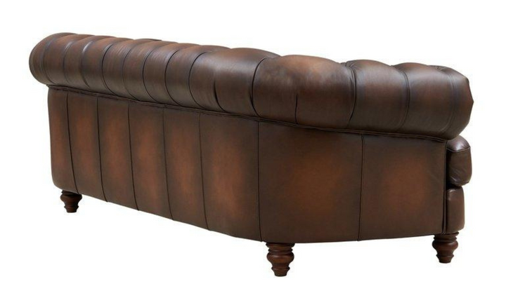 Newport Leather 2-Seater Sofa With Wooden Legs-Leahyco